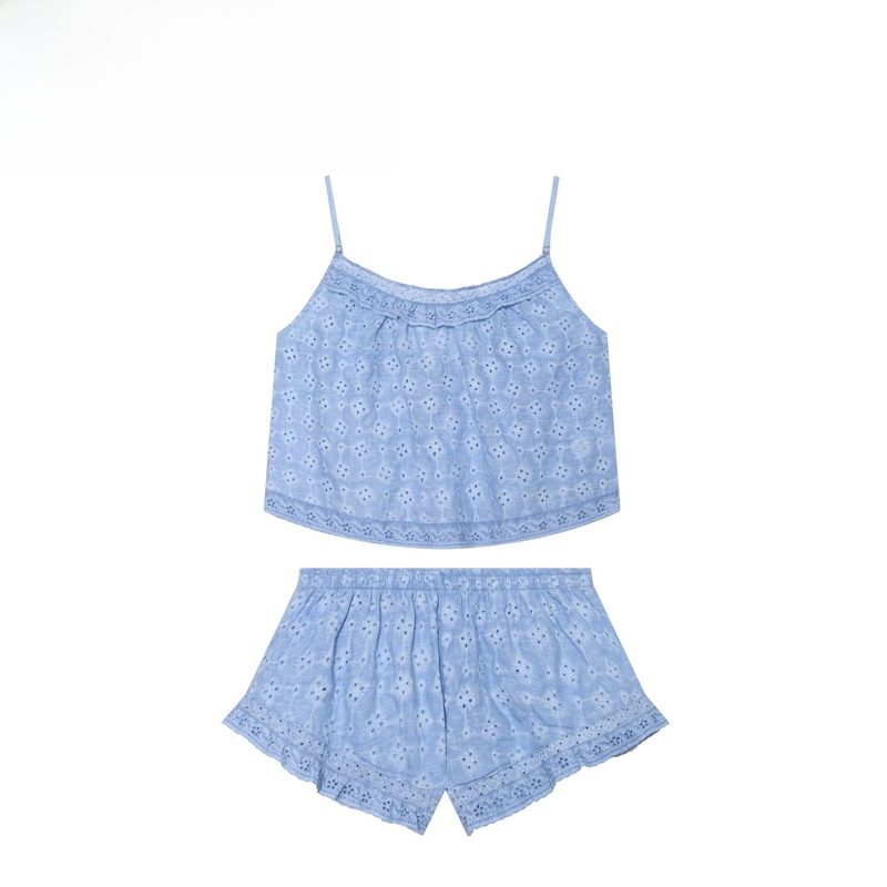 Summer Clothing Brands - Fashionable Embroidered Top Shorts Set Women's
